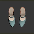Light Blue High Heel Mule Shoes with Orange Lining and Sleek Design for Women's Fashion