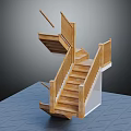 Modern Wooden Staircase Design With Handrails Steps And Support Structure 3d model