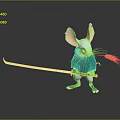 Anthropomorphic Mouse Wearing Green Outfit Holding Sword And Wheat Ear