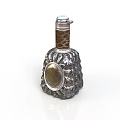 Stylish Metal Decorative Bottle With Leather Accent And Textured Surface
