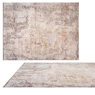 Square Area Rugs With Distressed Vintage Designs And Neutral Tones 3d model