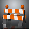 Orange And White Striped Traffic Barrier With Reflective Balls For Construction 3d model