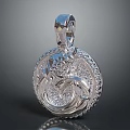 Sculpted Pendant Carving With Intricate Circular Design And Detailed Ornate Patterns