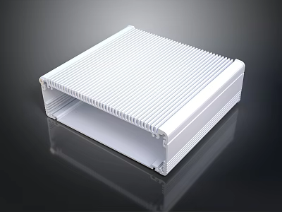 White Rectangular Aluminum Electronic Enclosure With Heat Sink Fins And Smooth Surface 3d model