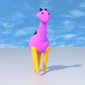 Purple Animal Shaped Doll With Black Horns Yellow Legs And Shadow On Light Background