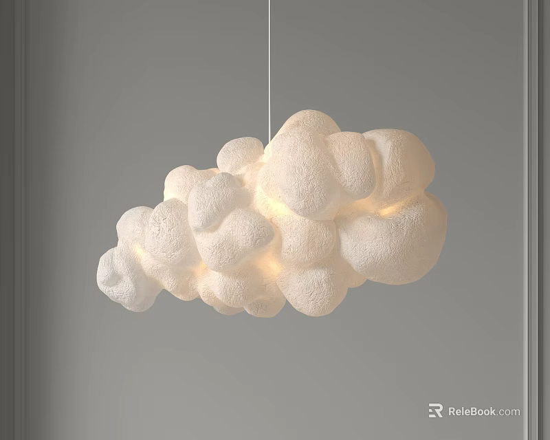 Modern White Cloud Shaped Pendant Light Featuring Fluffy Texture And Soft Warm Glow 3d model 