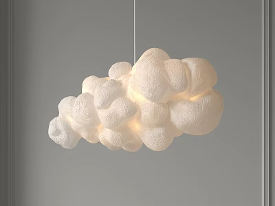 Modern White Cloud Shaped Pendant Light Featuring Fluffy Texture And Soft Warm Glow 3d model