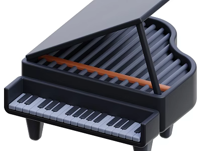 Piano Shaped Art Supplies Case With Colorful Brushes And Creative Design 3d model