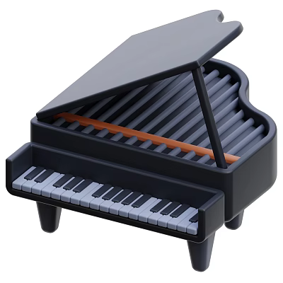 Piano Shaped Art Supplies Case With Colorful Brushes And Creative Design 3d model