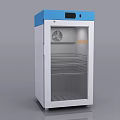 Laboratory Refrigerator With Blue Top Glass Door And Stainless Steel Shelves