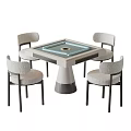 Modern Entertainment Table With Square Glass Top Cylindrical Base And Four Upholstered Chairs