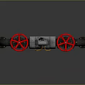 Industrial Piping System with Red Valves and Metal Fittings in Engineering Setup