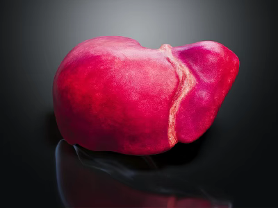 Abdominal Organ Human Liver Red Colored Anatomical Structure With Smooth Surface Isolated On Black Background 3d model