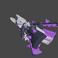Game and Movie Character with Rabbit Ears White Body Black Armor Purple Spikes and Dots
