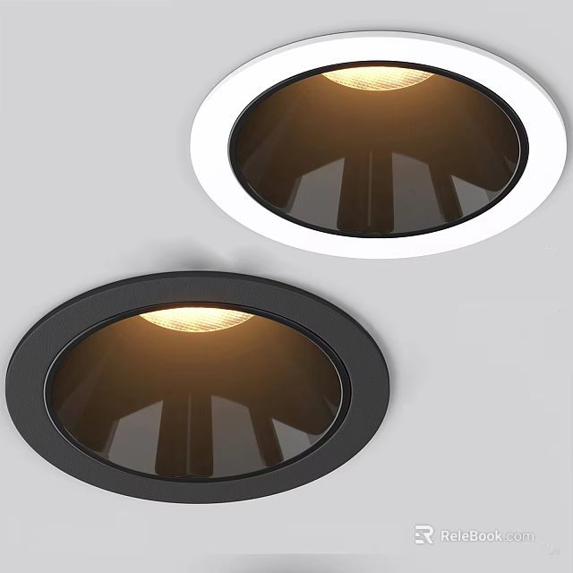 Modern Round Wall Lamps with Black White Frame and LED Light Fixture Design 3d model 