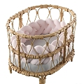 Crib Realistic Bed Stroller Children's Bed Hammock Bamboo Bed 3d model