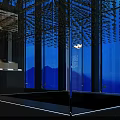Modern Cultural Center Interior Exhibition With Glass Display Cases Lighting And Artworks