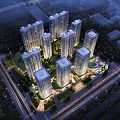 Modern Commercial Street with High Rise Buildings Urban Shops and Scenic Street View