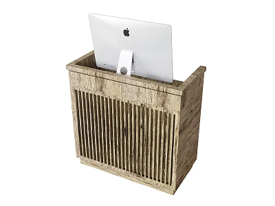 Cashier Desk Reception Desk Log Reception Desk Apple Computer 3d model