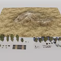 Natural Garden Landscape Design With Trees Stones And Ground Texture Elements 3d model