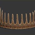 Ornate Decorative Crown With Spiked Design And Colorful Gemstone Embellishments