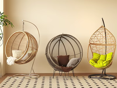 Modern Hanging Chair Swing Chair Rattan Chair Rattan Hanging Chair Metal Hanging Chair 3d model
