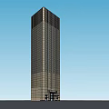 Tall Modern Office Building With Glass Facade And Blue Sky Background