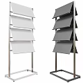 Metal Display Racks With White And Gray Slanted Shelves And Vertical Frames 3d model