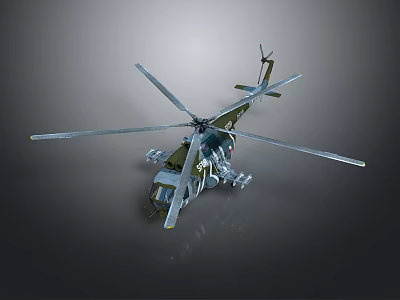 Highly Detailed Helicopter 3D Model With Rotor Blades Fuselage And Landing Gear 3d model