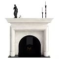 Elegant White Marble Fireplace with Decorative Statue Candle Holders on Mantel