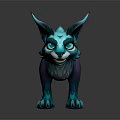 Mythical Teal And Purple Fox Character With Pointed Ears Large Eyes Fluffy Tail