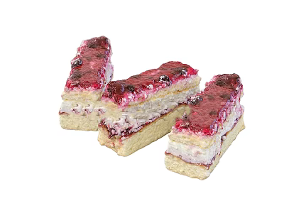 Delicious Layered Berry Dessert With Cream Filling And Crunchy Base Slices 3d model