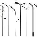 Various Modern Outdoor Lights with Stylish Pole Designs for Street and Garden Use