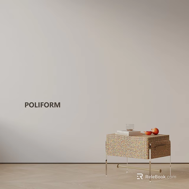 Poliform Modern Stylish Nightstand With Books Glass And Apples On Top 3d model