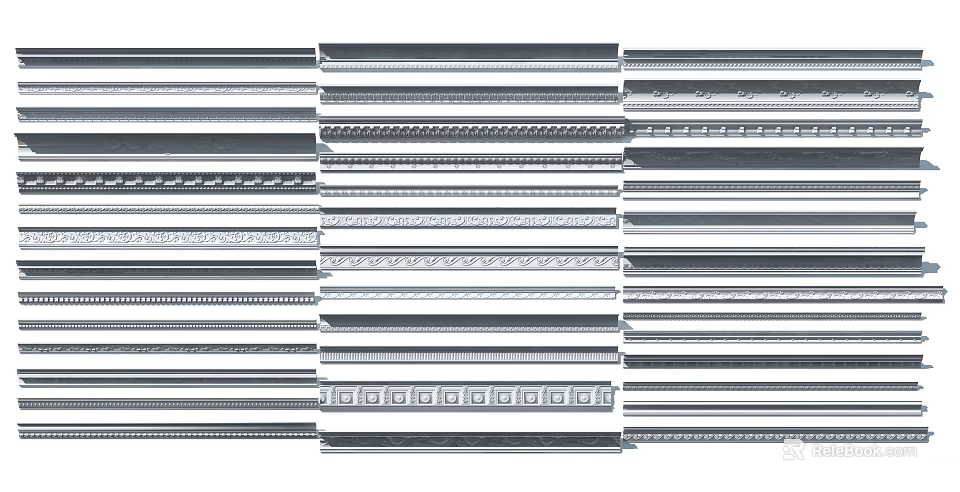 Various Ceiling Moldings With Ornate Patterns And Classic Designs For Interior Decoration 3d model 