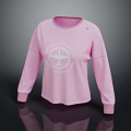 Pink Long Sleeve Casual Sweatshirt With Graphic Print And Logo Design