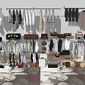 Stylish Clothes Store Display With Hanging Racks Bags Shoes And Accessories