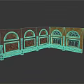 Classical Architectural Corner Wall Design With Arched Windows And Intricate Decorative Patterns