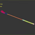 Red and Black Long Stick Weapon With Golden Accents And Black Handle