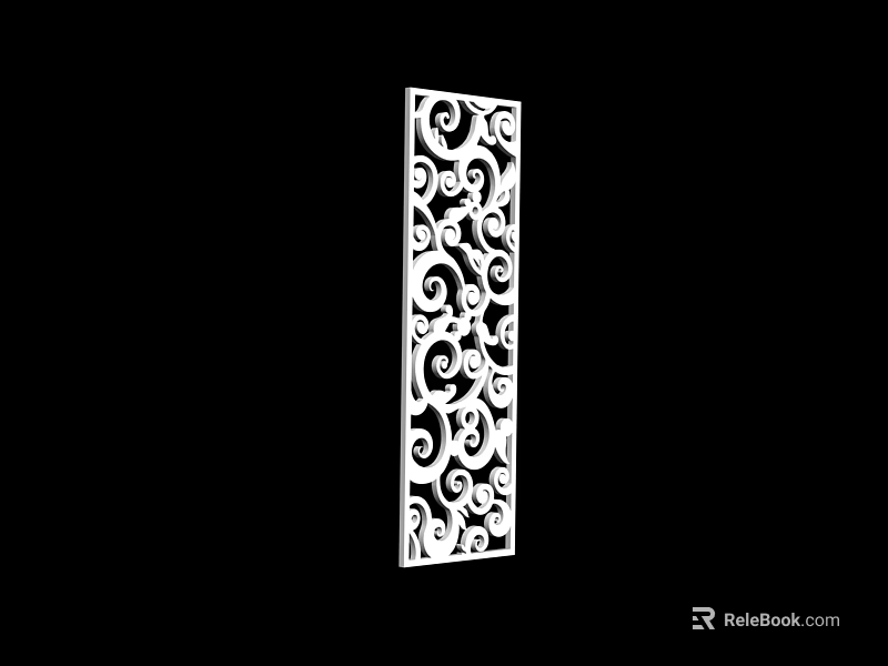 Decorative White Partition With Intricate Curved Pattern Design For Interior 3d model 