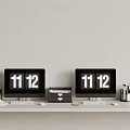 Dual Computer Monitors Showing 11 And 12 On Office Desktop Workspace 3d model