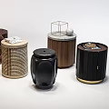 Modern Round Stool Coffee Table Combination 3d model