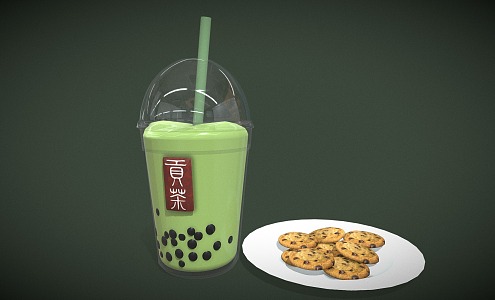 Modern Milk Tea Bubble Tea Biscuits 3d model