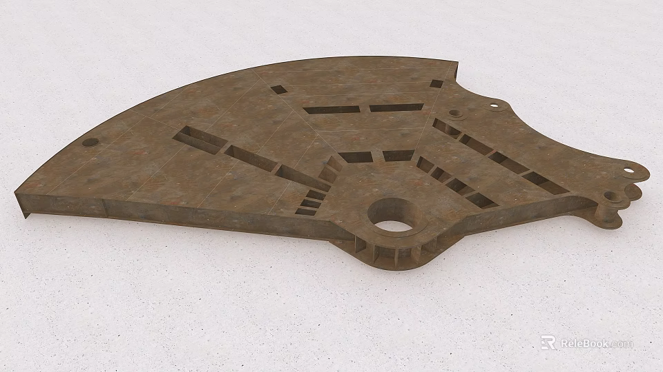 Industrial Equipment Fan Shaped Metal Mechanical Component With Holes And Slots 3d model 