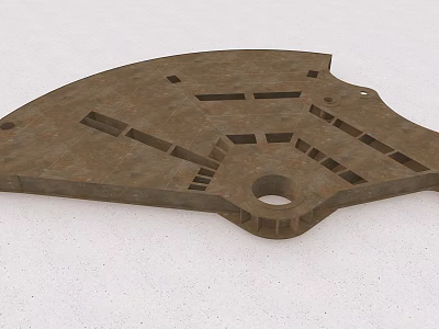 Industrial Equipment Fan Shaped Metal Mechanical Component With Holes And Slots 3d model