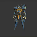 Futuristic Robot Character With Blue And Orange Mechanical Armor Structure Design 3d model