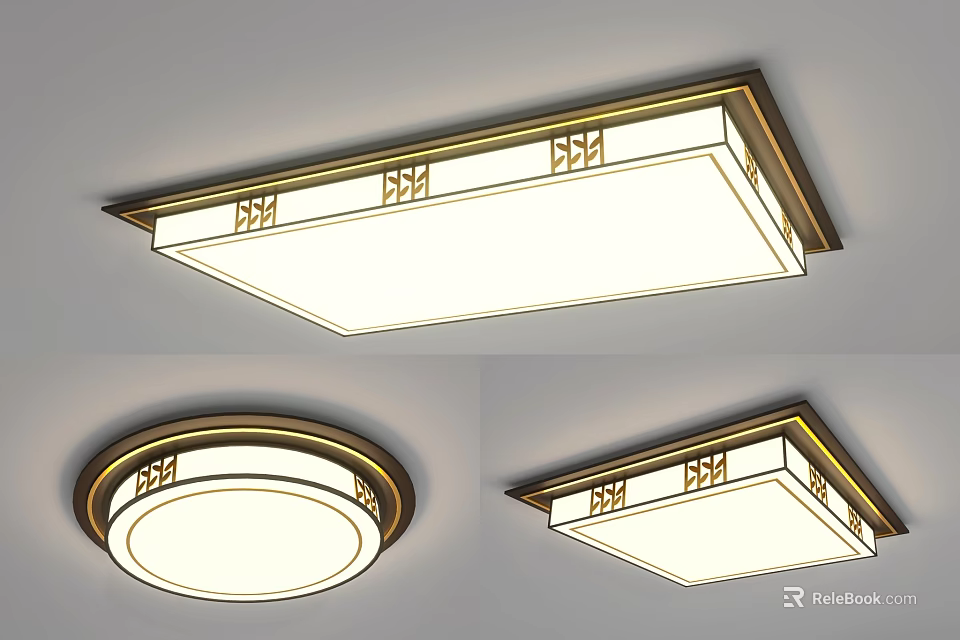 Modern Decorative Ceiling Light With Square And Round Shapes And Elegant Frame Design 3d model