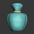 Turquoise Perfume Bottle With Gold Accent And Elegant Design For Cosmetics 3d model