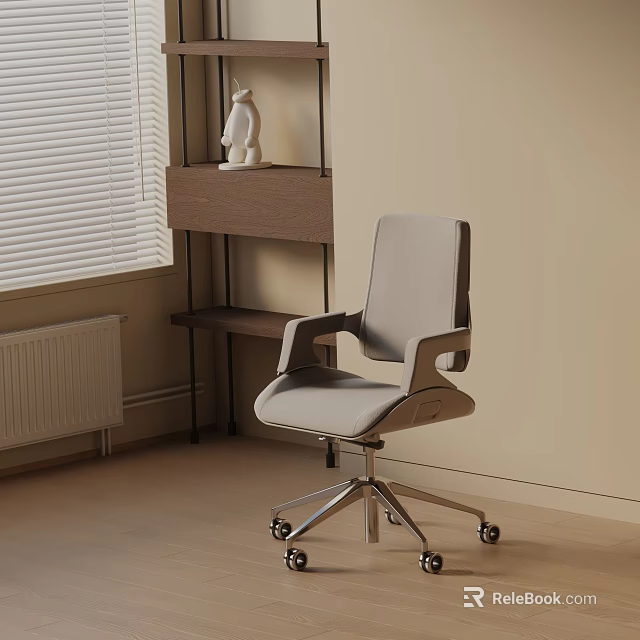 Modern Light Gray Office Chair With Ergonomic Design Armrests And Swivel Base 3d model 