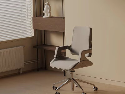 Modern Light Gray Office Chair With Ergonomic Design Armrests And Swivel Base 3d model